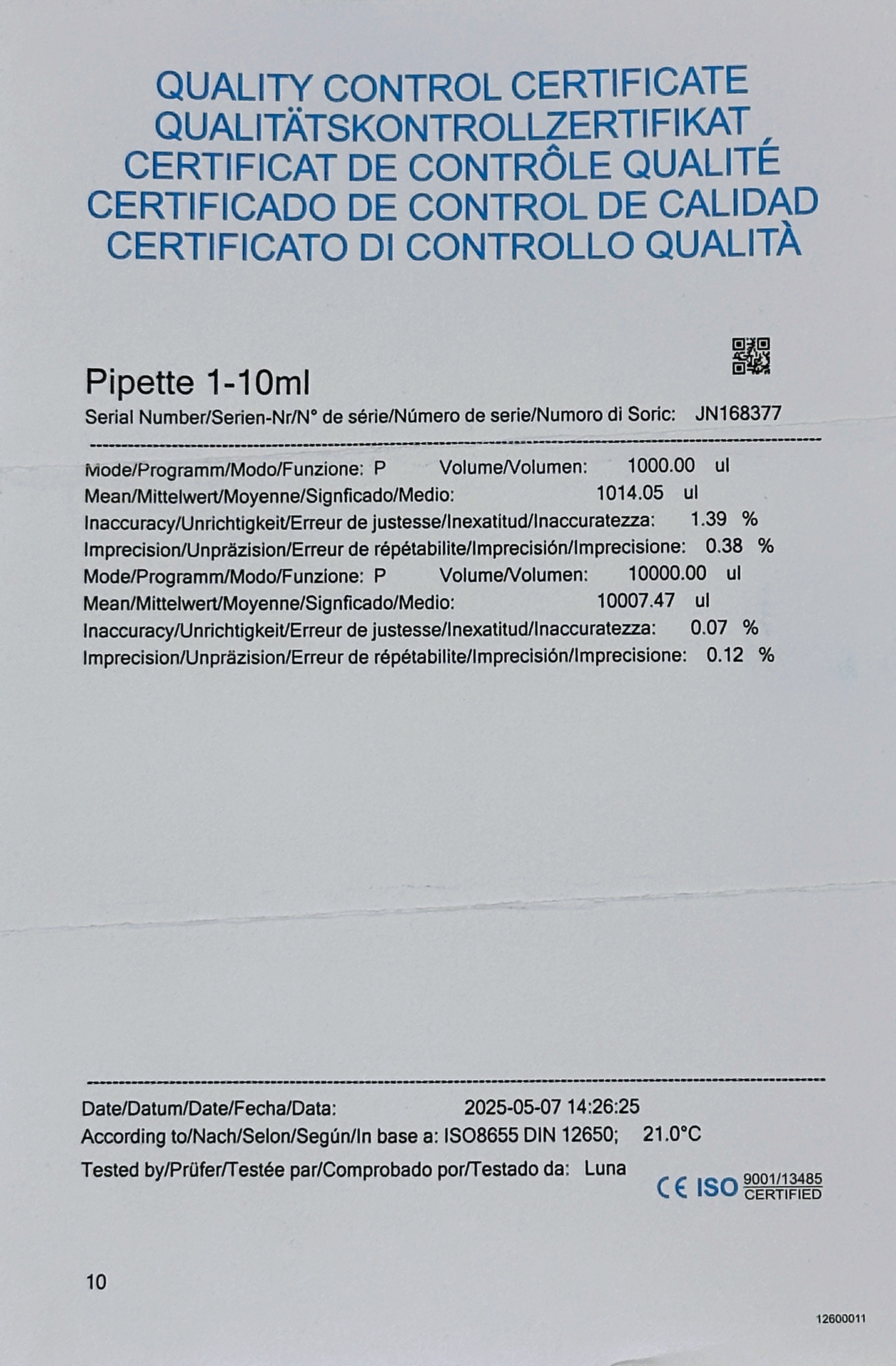 Дозатор микропипетка JOANLAB переменного объема 1-10 мл фото 4